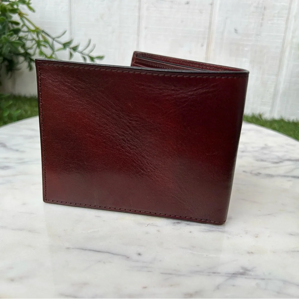 Bosca Leather Card Holde -BOSCA $185 DOLCE ITALIA Italian Made Color: Dark Brown